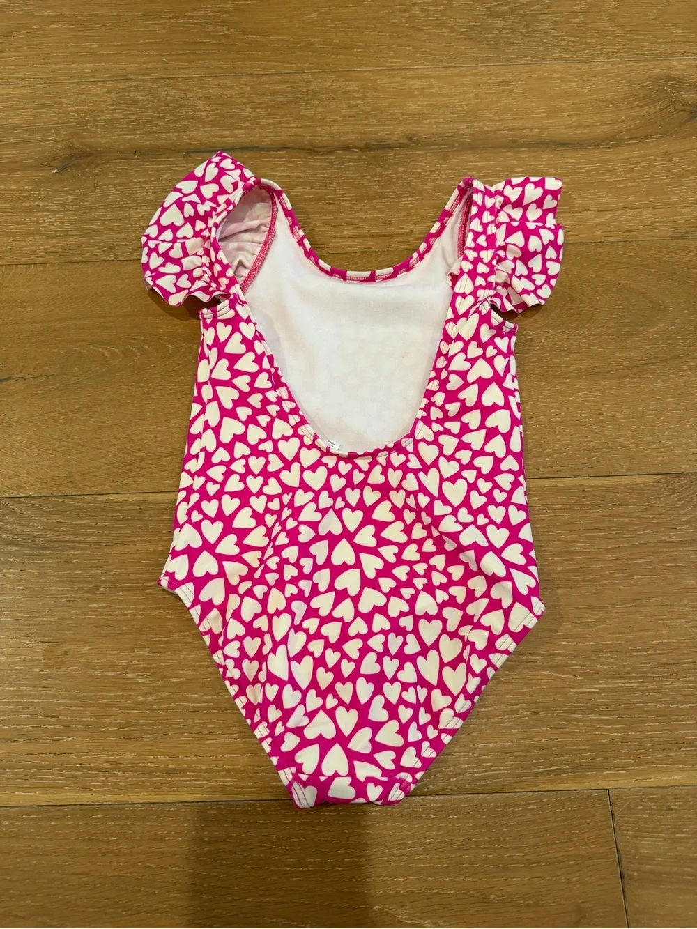 Mini Boden Pink & White Heart Print Girls One-Piece Swimsuit - size 4-5 - Picture 2 of 4